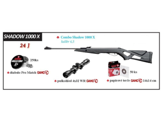 Vzduchovka GAMO SHADOW 1000 X cal. 4,5mm SET - NEOMEZENÝ VÝKON 24J