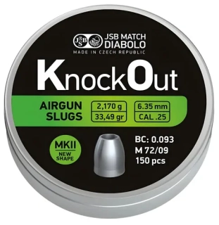 Diabolo JSB KnockOut Slugs .25 MKII 150ks cal.6,35mm