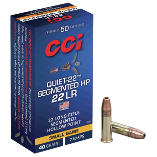 Náboj kulový CCI, Subsonic Quiet-22, .22LR, 40GR (2,6g), Segmented HP Quiet